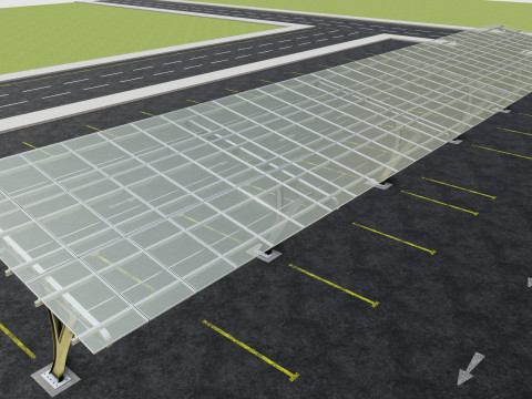 L TYPE SOLAR CARPORT TYPE-2 10 Cars 3D Model