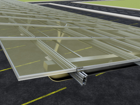 L TYPE SOLAR CARPORT TYPE-2 10 Cars 3D Model