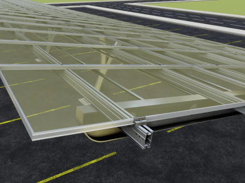 L TYPE SOLAR CARPORT TYPE-2 10 Cars 3D Model