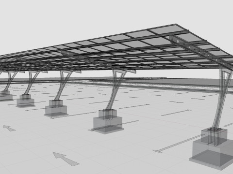 L TYPE SOLAR CARPORT TYPE-2 10 Cars 3D Model