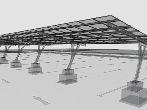 L TYPE SOLAR CARPORT TYPE-2 10 Cars 3D Model