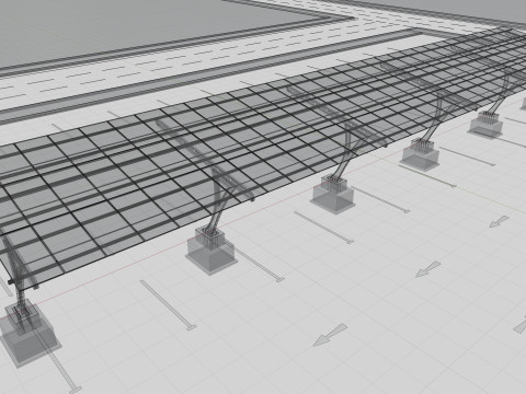 L TYPE SOLAR CARPORT TYPE-2 10 Cars 3D Model