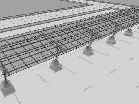 L TYPE SOLAR CARPORT TYPE-2 10 Cars 3D Model