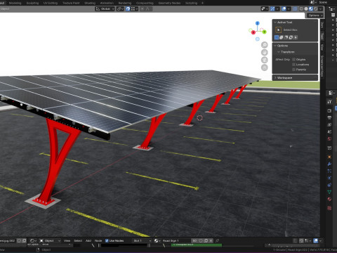 L TYPE SOLAR CARPORT TYPE-2 10 Cars 3D Model