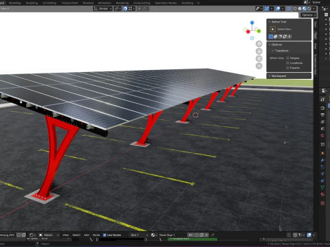 L TYPE SOLAR CARPORT TYPE-2 10 Cars 3D Model