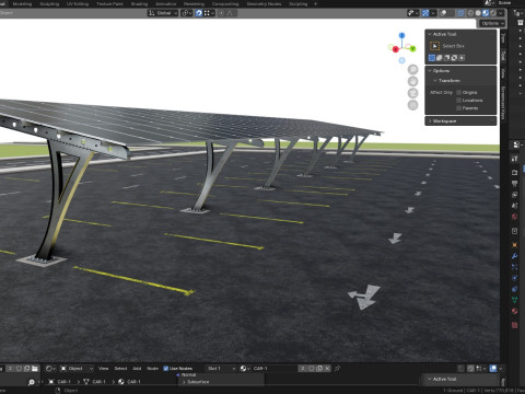 L TYPE SOLAR CARPORT TYPE-2 10 Cars 3D Model