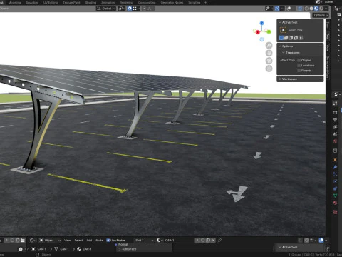 L TYPE SOLAR CARPORT TYPE-2 10 Cars 3D Model