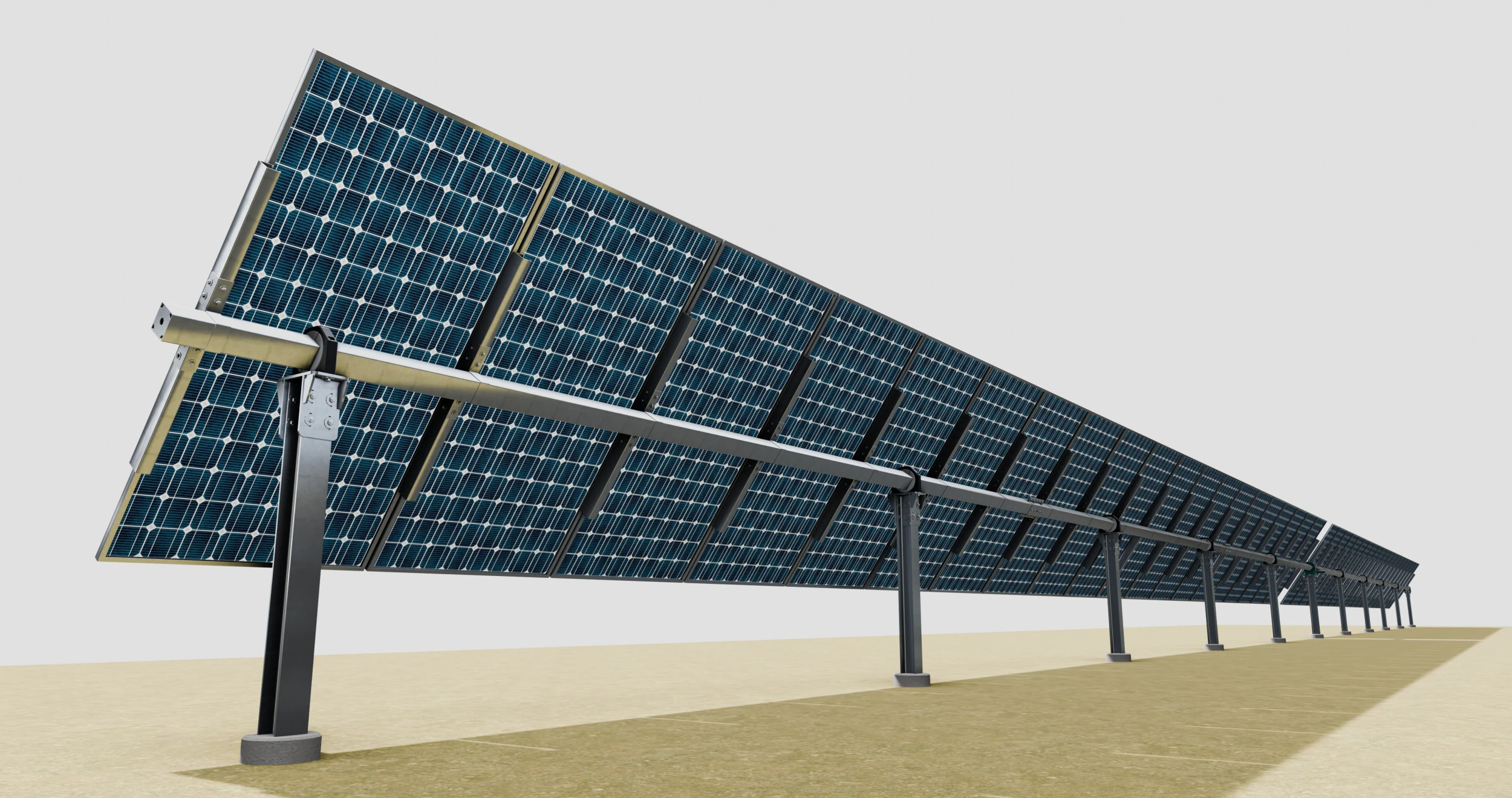 Solar Tracker Table 1x20x2-55-0-55 Degree 3D Model .c4d .max .obj .3ds .fbx .stl .blend 
