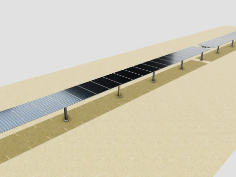 Solar Tracker Table 1x20x2-55-0-55 Degree 3D Model