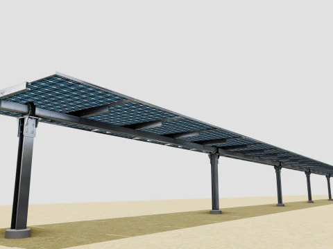 Solar Tracker Table 1x20x2-55-0-55 Degree 3D Model