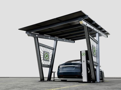 Solar Carport-1 Car Carport-3x3 Panels-Type-1 Modello 3D