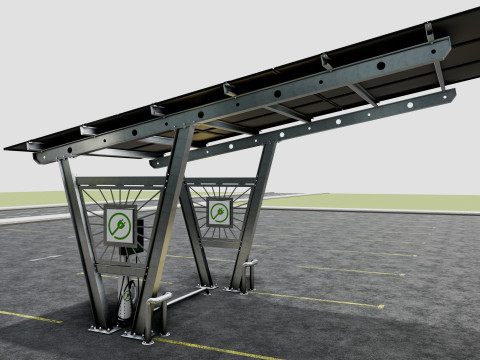Solar Carport-1 Car Carport-3x3 Panels-Type-1 Modello 3D