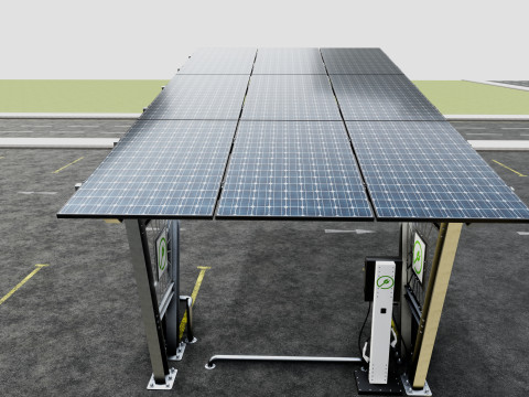 Solar Carport-1 Car Carport-3x3 Panels-Type-1 Modello 3D