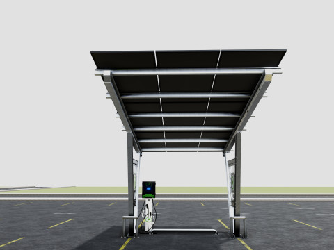 Solar Carport-1 Car Carport-3x3 Panels-Type-1 Modello 3D