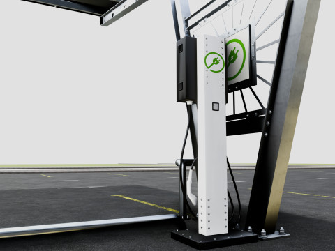 Solar Carport-1 Car Carport-3x3 Panels-Type-1 Modello 3D