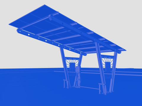 Solar Carport-1 Car Carport-3x3 Panels-Type-1 Modello 3D