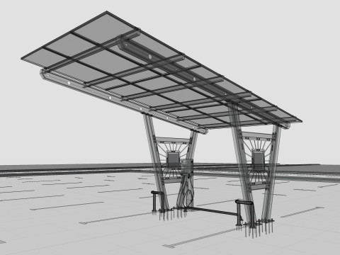 Solar Carport-1 Car Carport-3x3 Panels-Type-1 Modello 3D