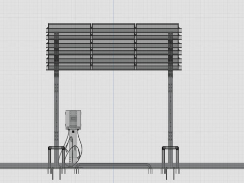 Solar Carport-1 Car Carport-3x3 Panels-Type-1 Modello 3D