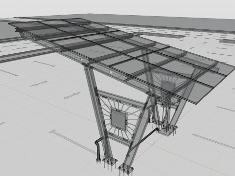 Solar Carport-1 Car Carport-3x3 Panels-Type-1 Modello 3D
