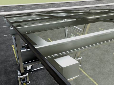 Solar Carport-1 Car Carport-3x3 Panels-Type-1 Modello 3D