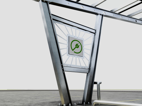 Solar Carport-1 Car Carport-3x3 Panels-Type-1 Modello 3D