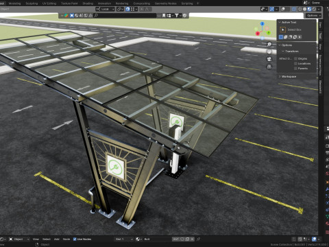 Solar Carport-1 Car Carport-3x3 Panels-Type-1 Modello 3D