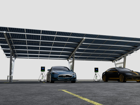 Solar Carport-4 Car Carport-3x12 Panels-Type-1 Modello 3D