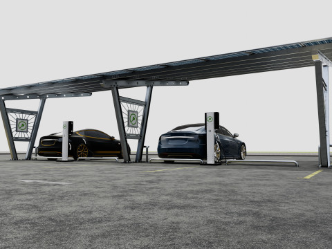 Solar Carport-4 Car Carport-3x12 Panels-Type-1 Modello 3D