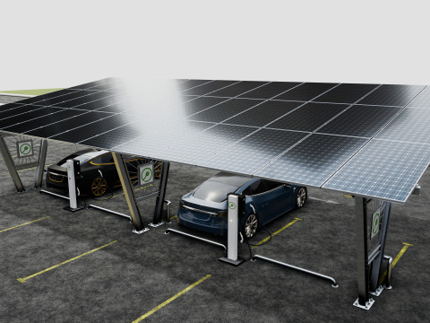 Solar Carport-4 Car Carport-3x12 Panels-Type-1 Modello 3D