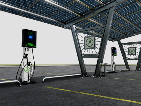 Solar Carport-4 Car Carport-3x12 Panels-Type-1 3D Model