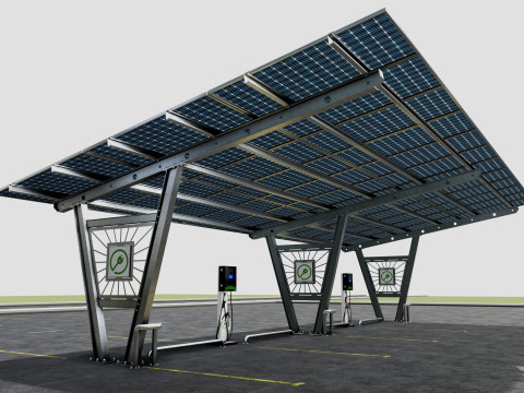 Solar Carport-4 Car Carport-3x12 Panels-Type-1 Modello 3D
