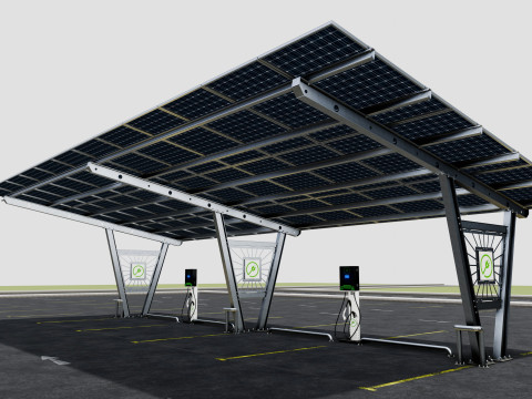 Solar Carport-4 Car Carport-3x12 Panels-Type-1 Modello 3D