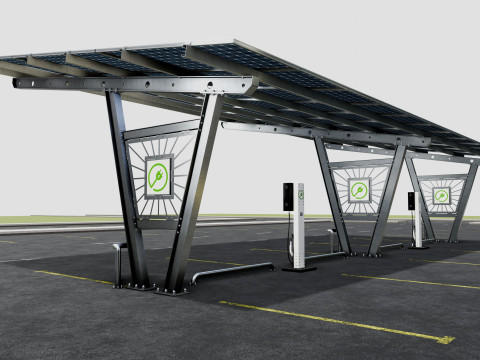 Solar Carport-4 Car Carport-3x12 Panels-Type-1 Modello 3D