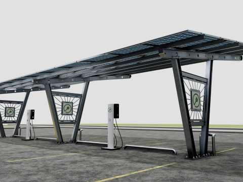 Solar Carport-4 Car Carport-3x12 Panels-Type-1 Modello 3D