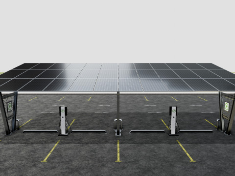 Solar Carport-4 Car Carport-3x12 Panels-Type-1 Modello 3D