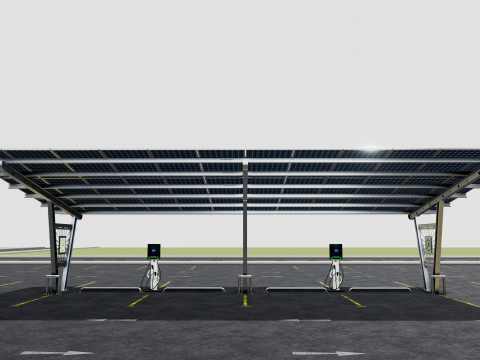 Solar Carport-4 Car Carport-3x12 Panels-Type-1 Modello 3D