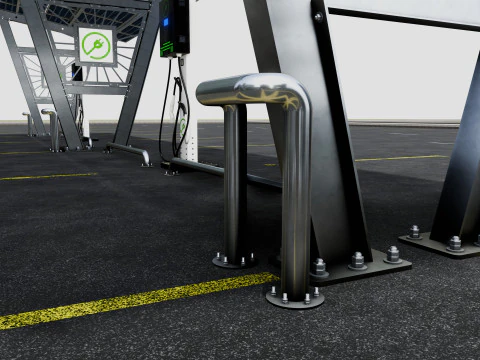 Solar Carport-4 Car Carport-3x12 Panels-Type-1 3D Model