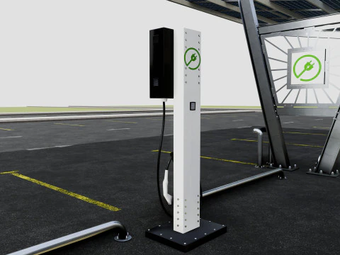 Solar Carport-4 Car Carport-3x12 Panels-Type-1 3D Model