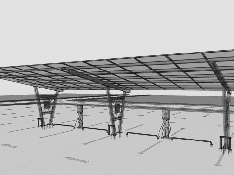 Solar Carport-4 Car Carport-3x12 Panels-Type-1 Modello 3D