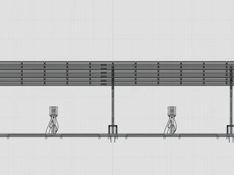 Solar Carport-4 Car Carport-3x12 Panels-Type-1 3D Model