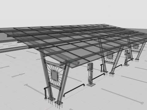 Solar Carport-4 Car Carport-3x12 Panels-Type-1 Modello 3D