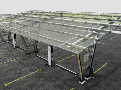 Solar Carport-4 Car Carport-3x12 Panels-Type-1 Modello 3D