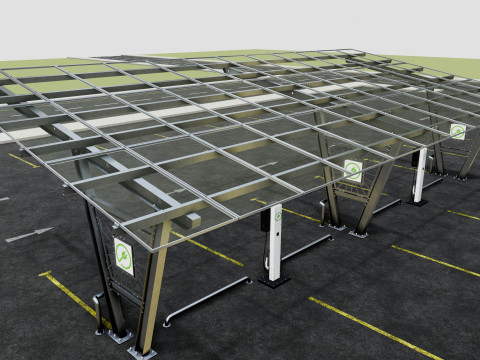 Solar Carport-4 Car Carport-3x12 Panels-Type-1 Modello 3D