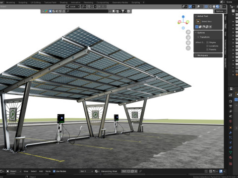 Solar Carport-4 Car Carport-3x12 Panels-Type-1 Modello 3D