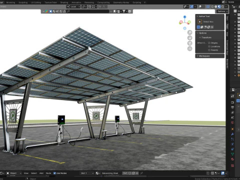 Solar Carport-4 Car Carport-3x12 Panels-Type-1 3D Model