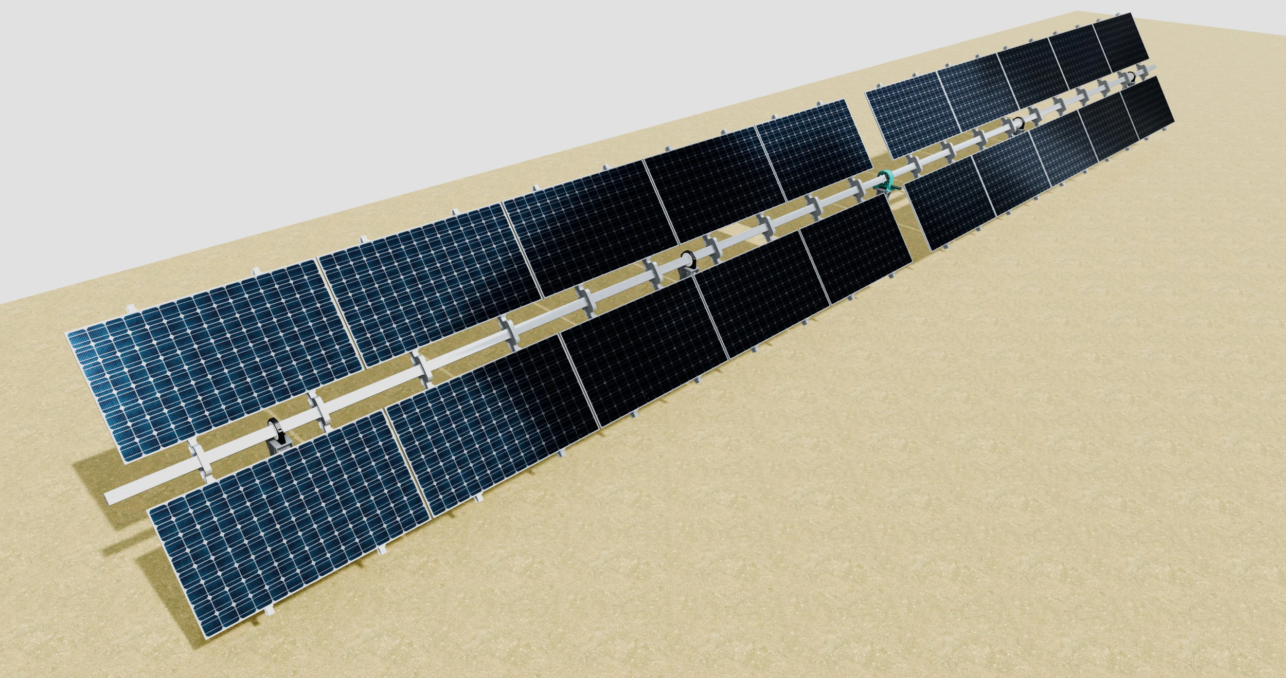Solar Tracker Table 2x5x2-55-0-55 Degree 3D Model .c4d .max .obj .3ds .fbx .stl .blend 