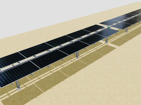 Solar Tracker Table 2x5x2-55-0-55 Degree 3D Model