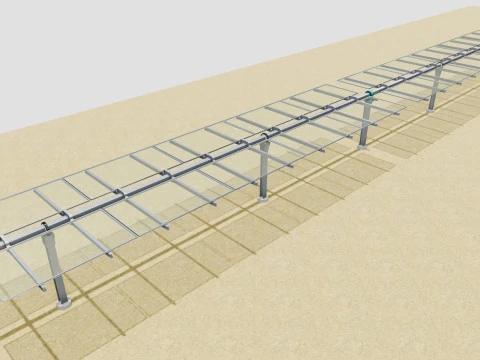 Solar Tracker Table 2x5x2-55-0-55 Degree 3D Model