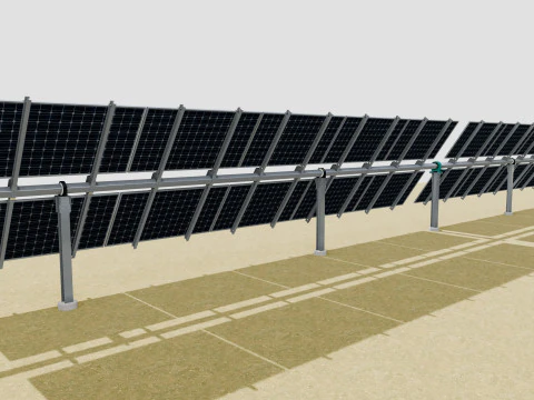 Solar Tracker Table 2x5x2-55-0-55 Degree 3D Model