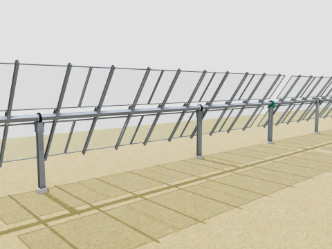 Solar Tracker Table 2x5x2-55-0-55 Degree 3D Model